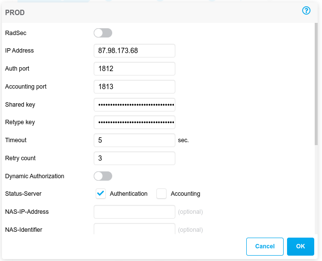 Aruba IAP - Add Cloudi-Fi radius servers