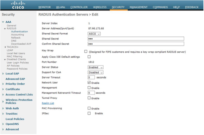 Cisco WLC5520 UI - Radius servers edit.png