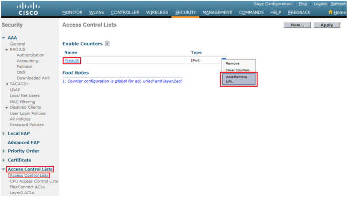 Cisco WLC5520 UI - Access Control List.png