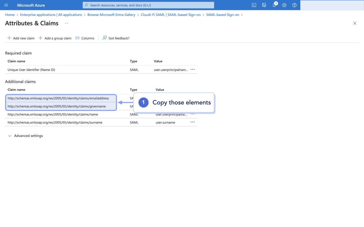 Azure UI - Additionnal Claims.png