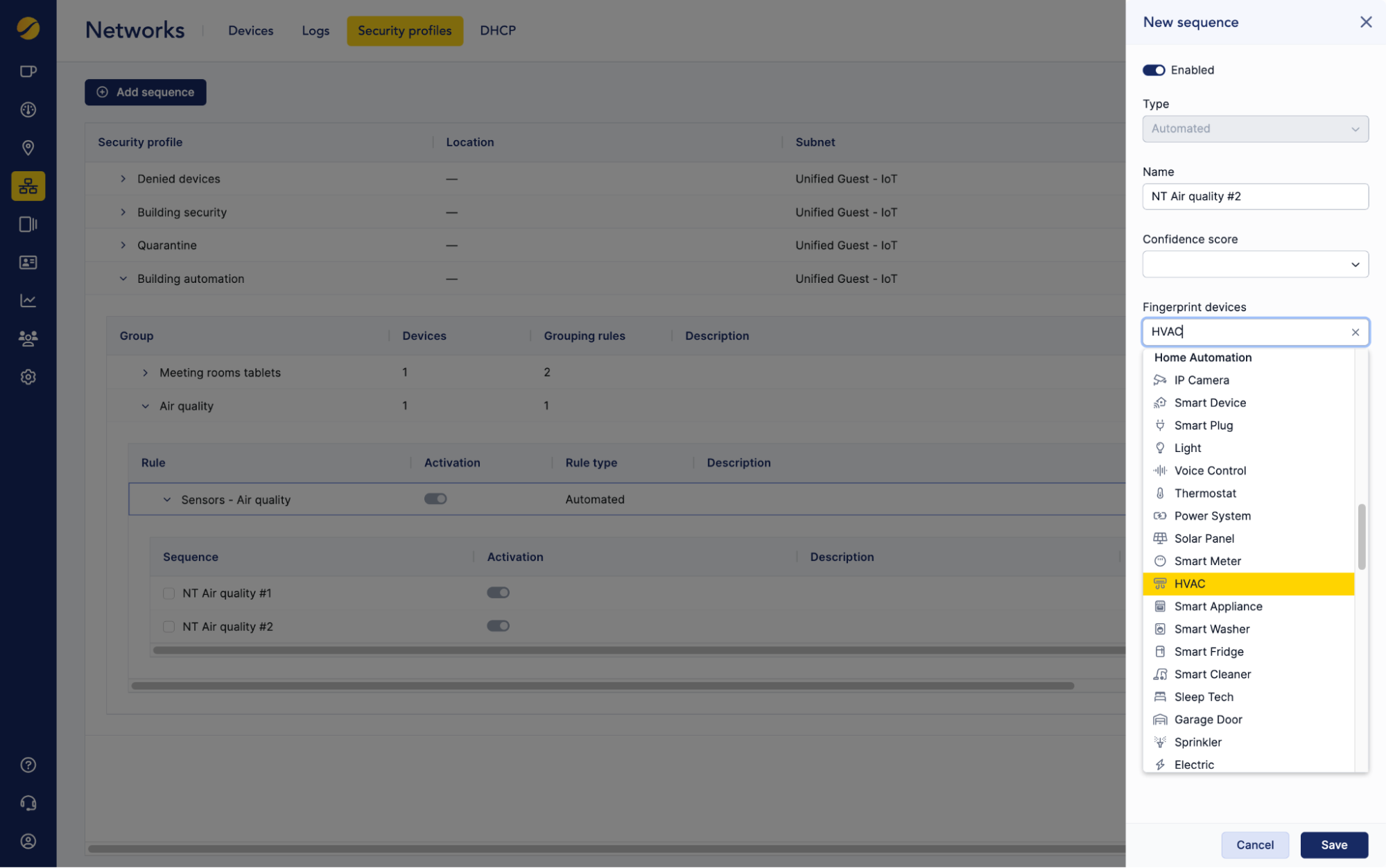Cloudi-Fi DHCP and IoT groups and rules