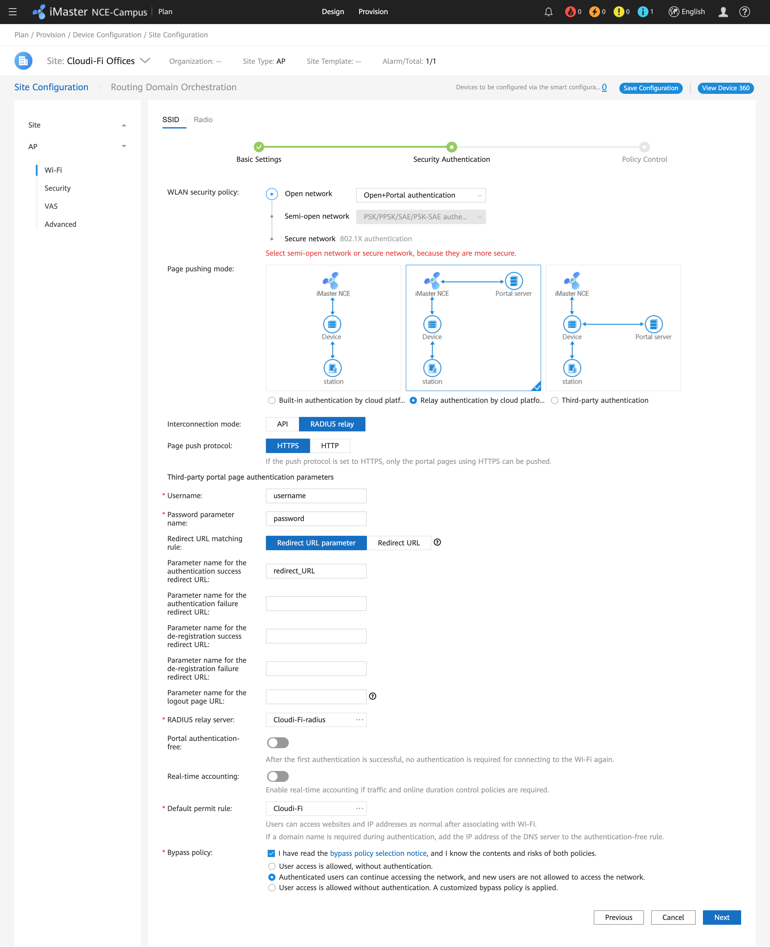 2Huawei NCE-Campus - Create SSID for Cloudi-Fi captive portal.png