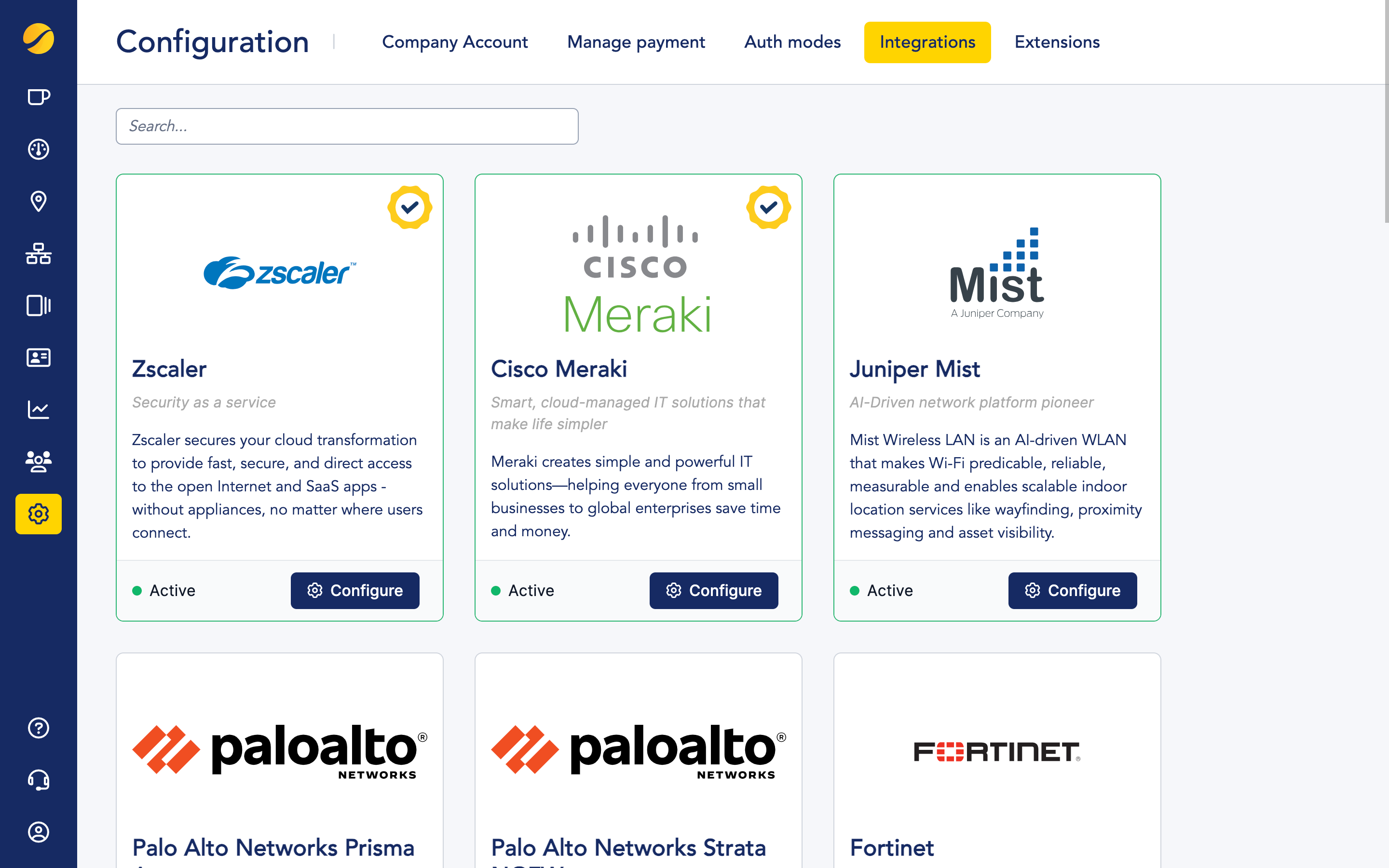 Cloudi-Fi Admin console - Integration module