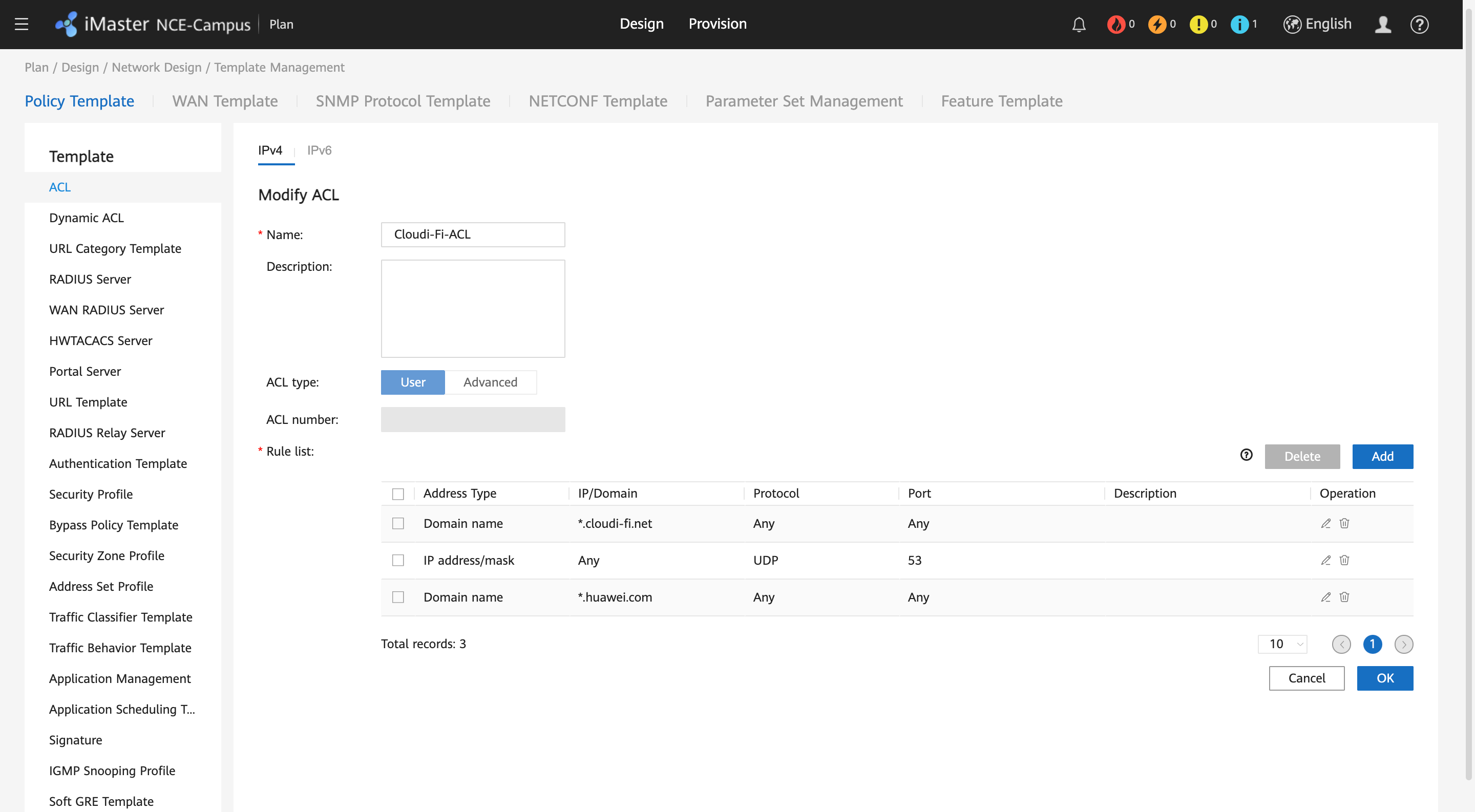Huawei NCE-Campus - Create Cloudi-Fi ACL