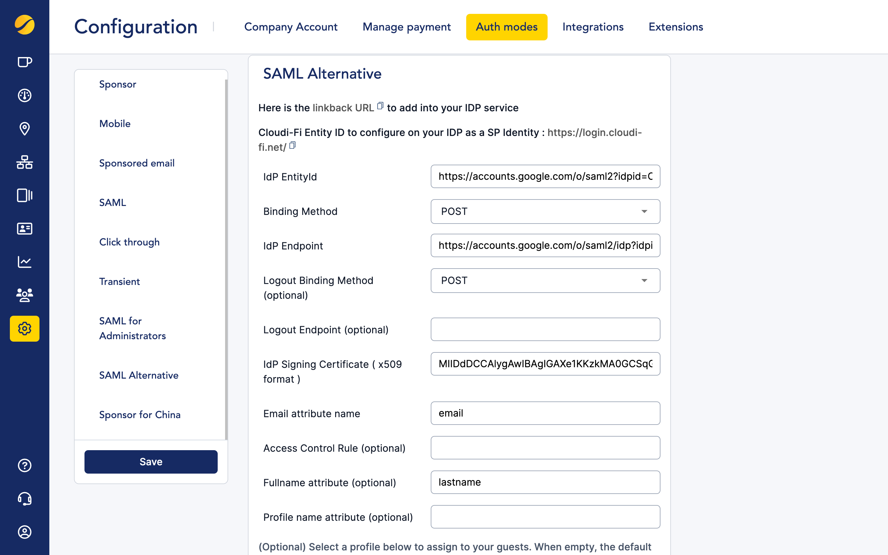 Cloudi-Fi admin - configure SAML authentication for Guests.png