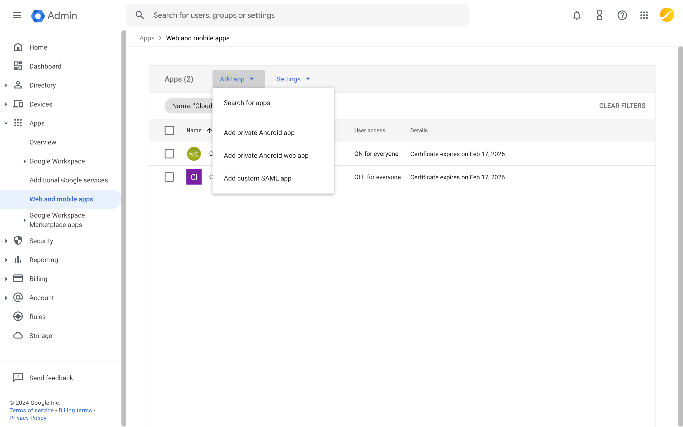 Google admin - Create a Google Web App for Cloudi-Fi.png