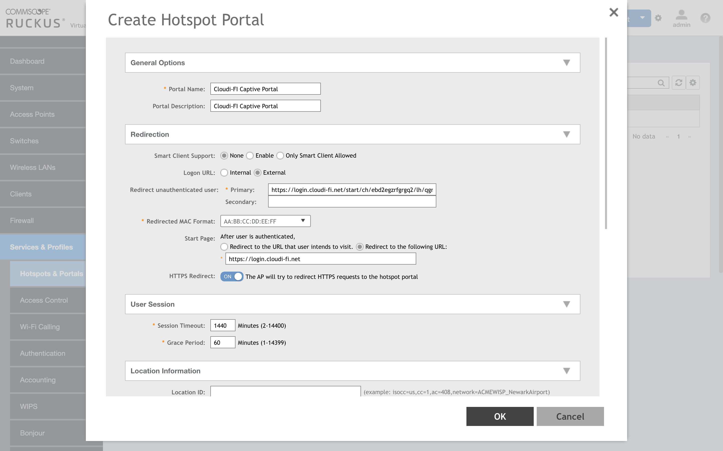 Ruckus VSZ interface - Configure Cloudi-Fi Captive portal profile.png