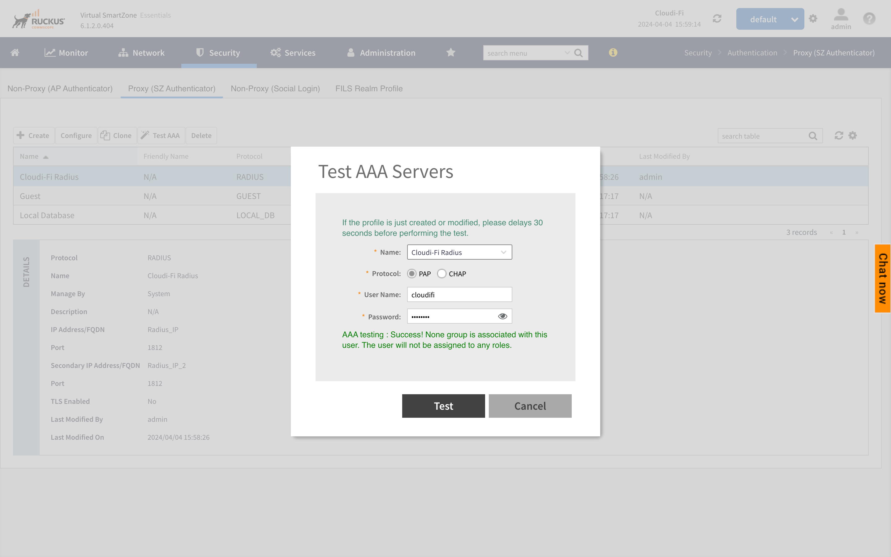 Ruckus vSZ Interface - Perform Radius AAA test.png