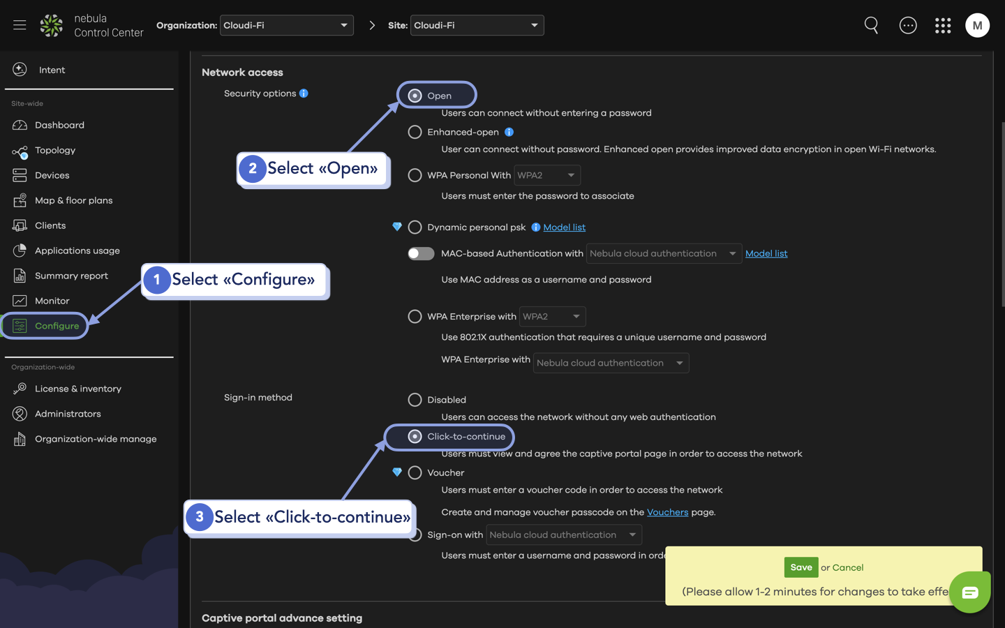 Zyxel Nebula - Integration with Cloudi-Fi_Configure Network access.png