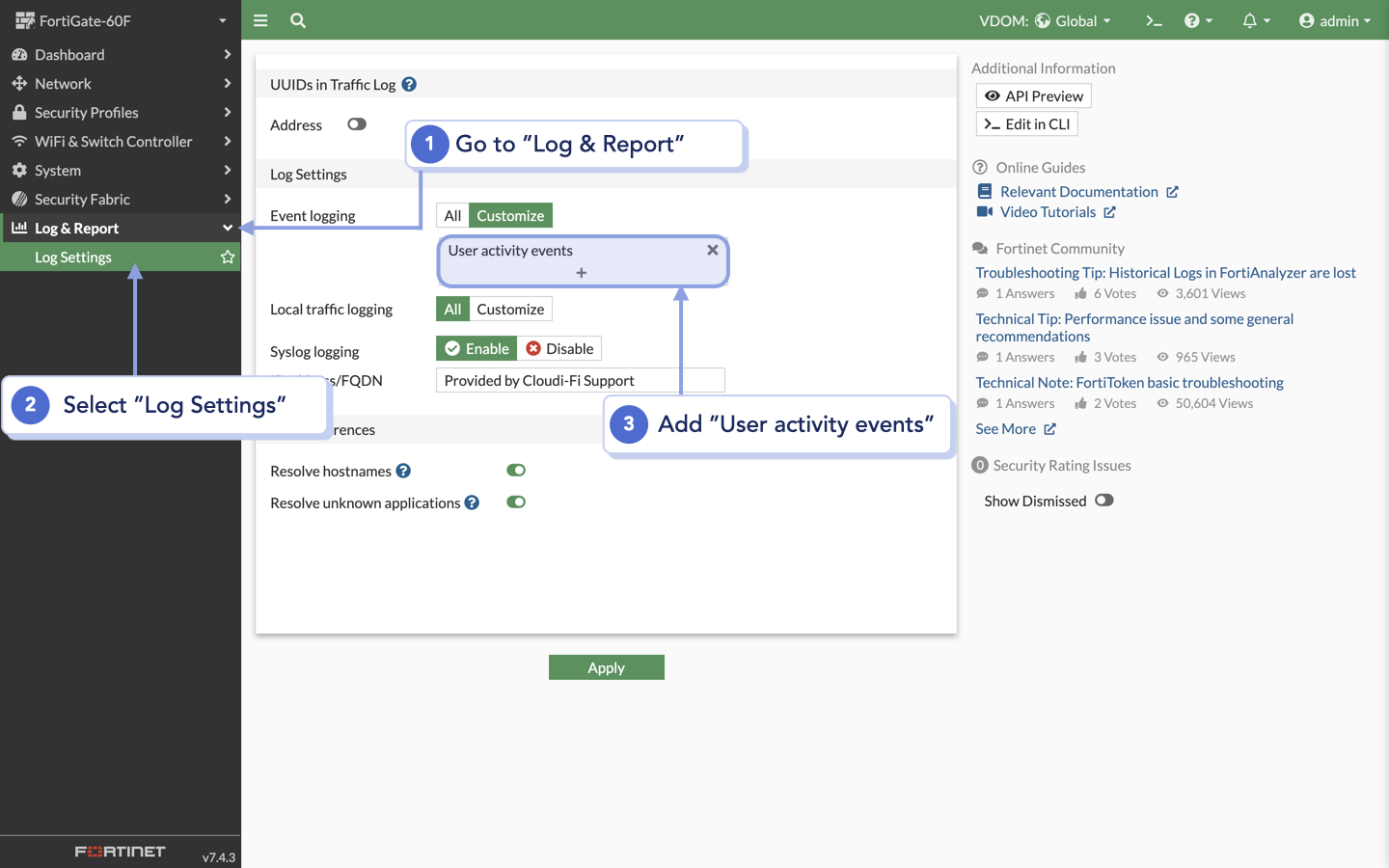 External Syslog server configuration in FortiOS Fortigate_  Add User activity events.png