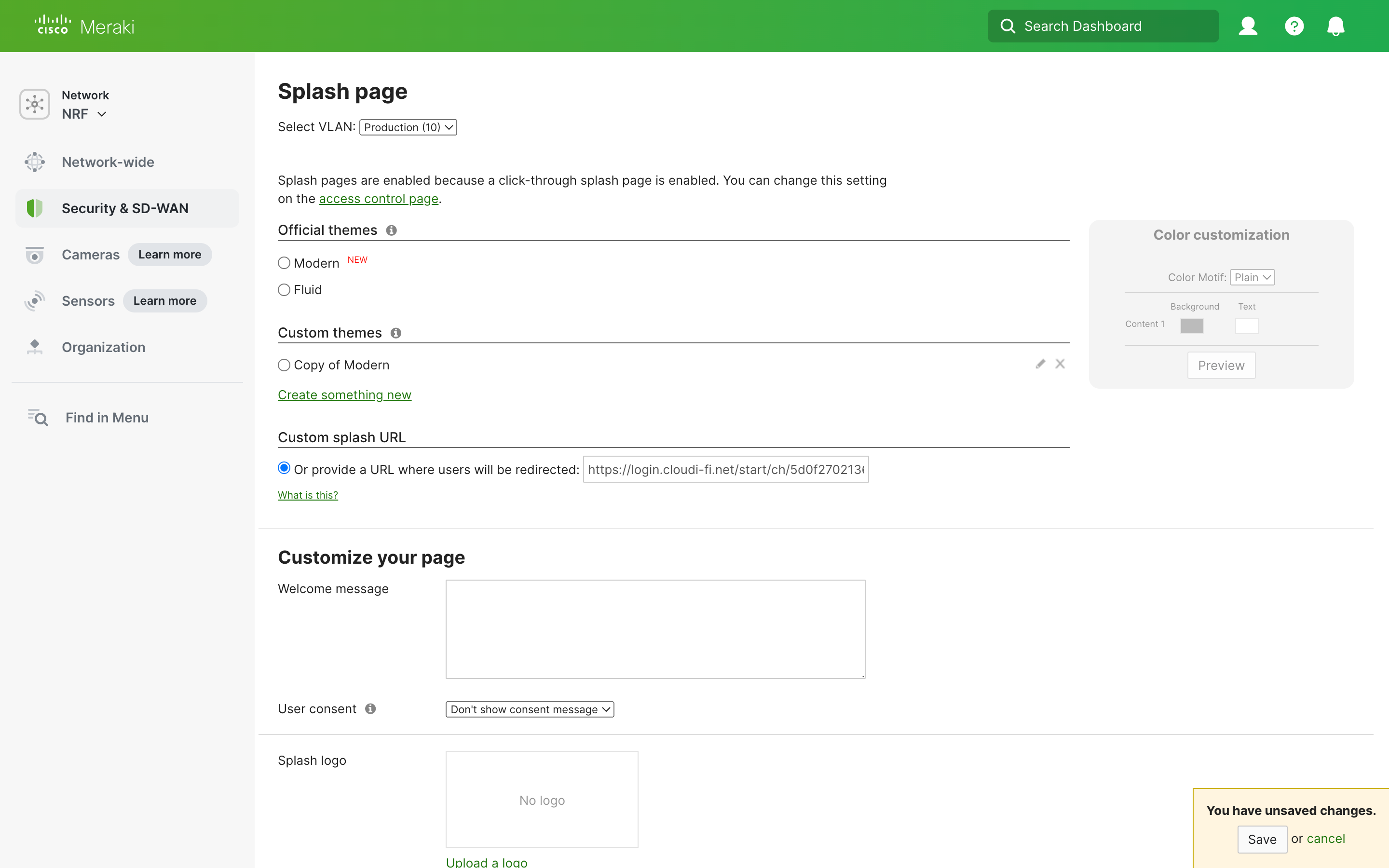 Cisco Meraki - Set and configure external captive portal with Meraki MX