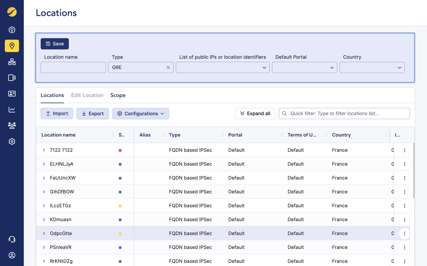 Cloudi-Fi Admin - locations