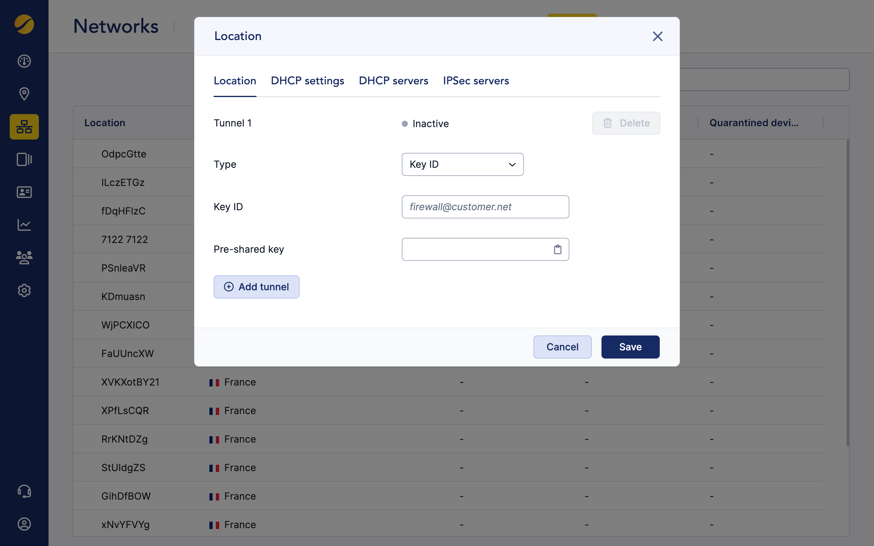 Keyid VPN Type Support for Cloudi-Fi DHCP IPsec Tunnel