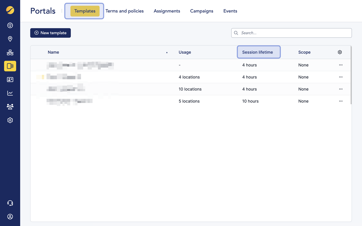 Admin Portals Templates Session Lifetime
