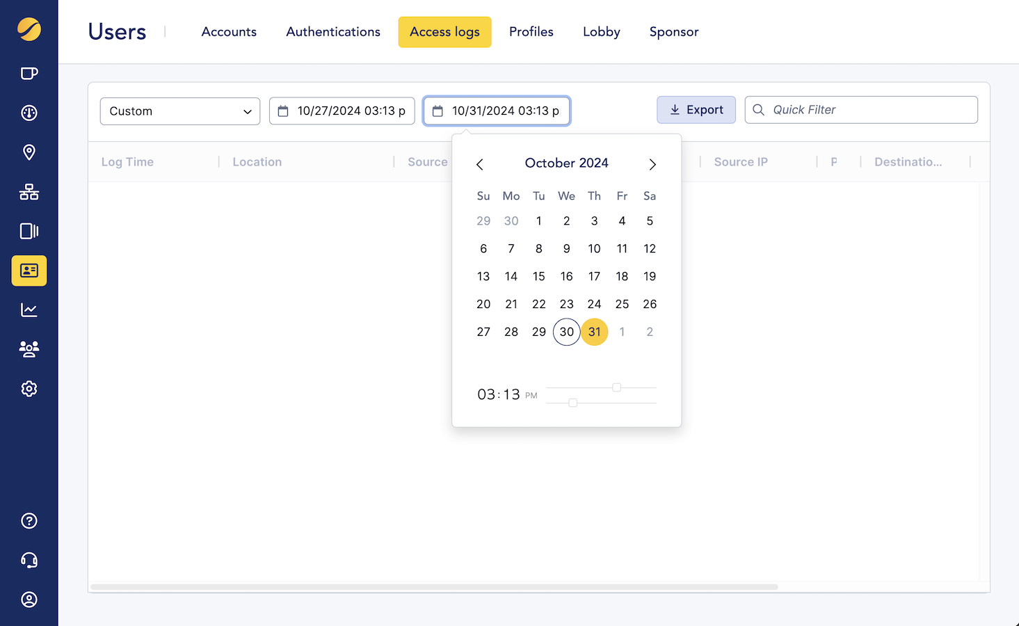 Minute-level access log filtering in Cloudi-Fi