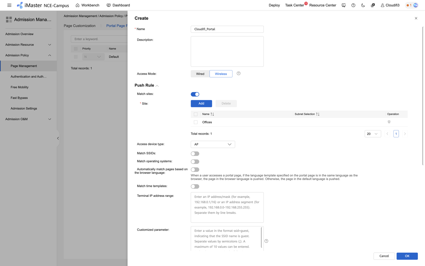 huawei_cloudi-fi_admission management_page management_create_2.png