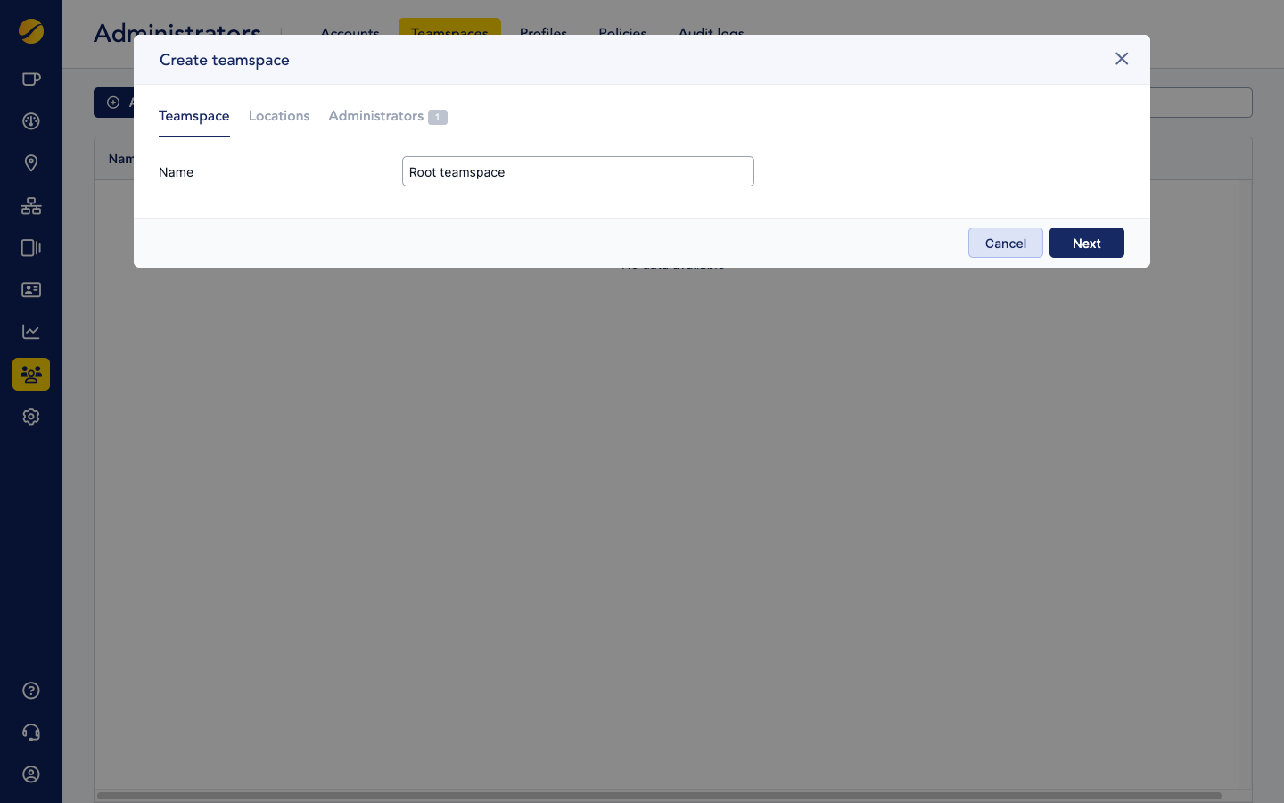 Cloudi-Fi Admin add root teamspace.png