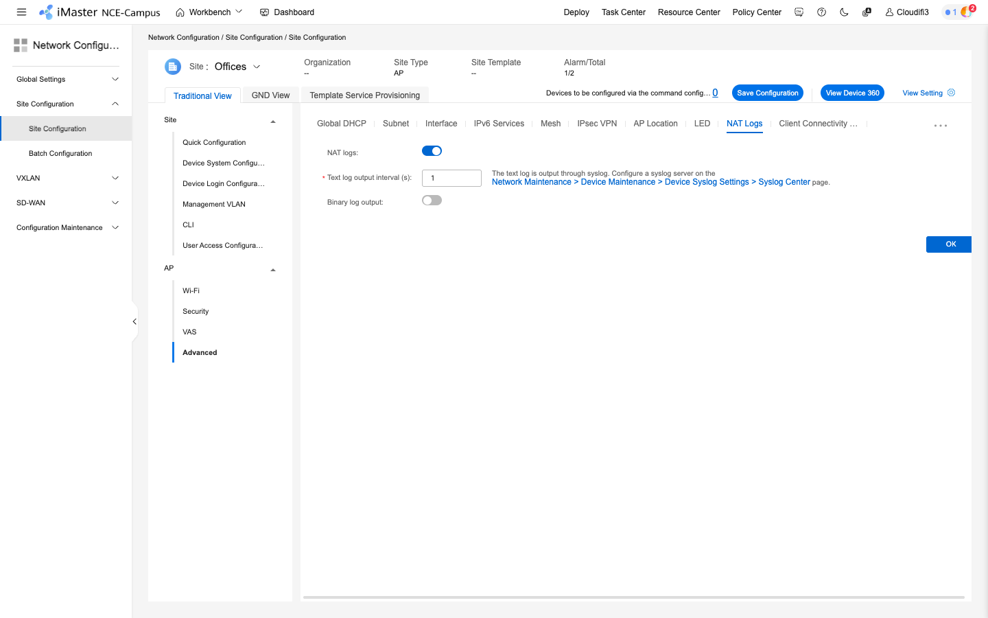 Huawei iMaster NCE-Campus - enable nat logs.png