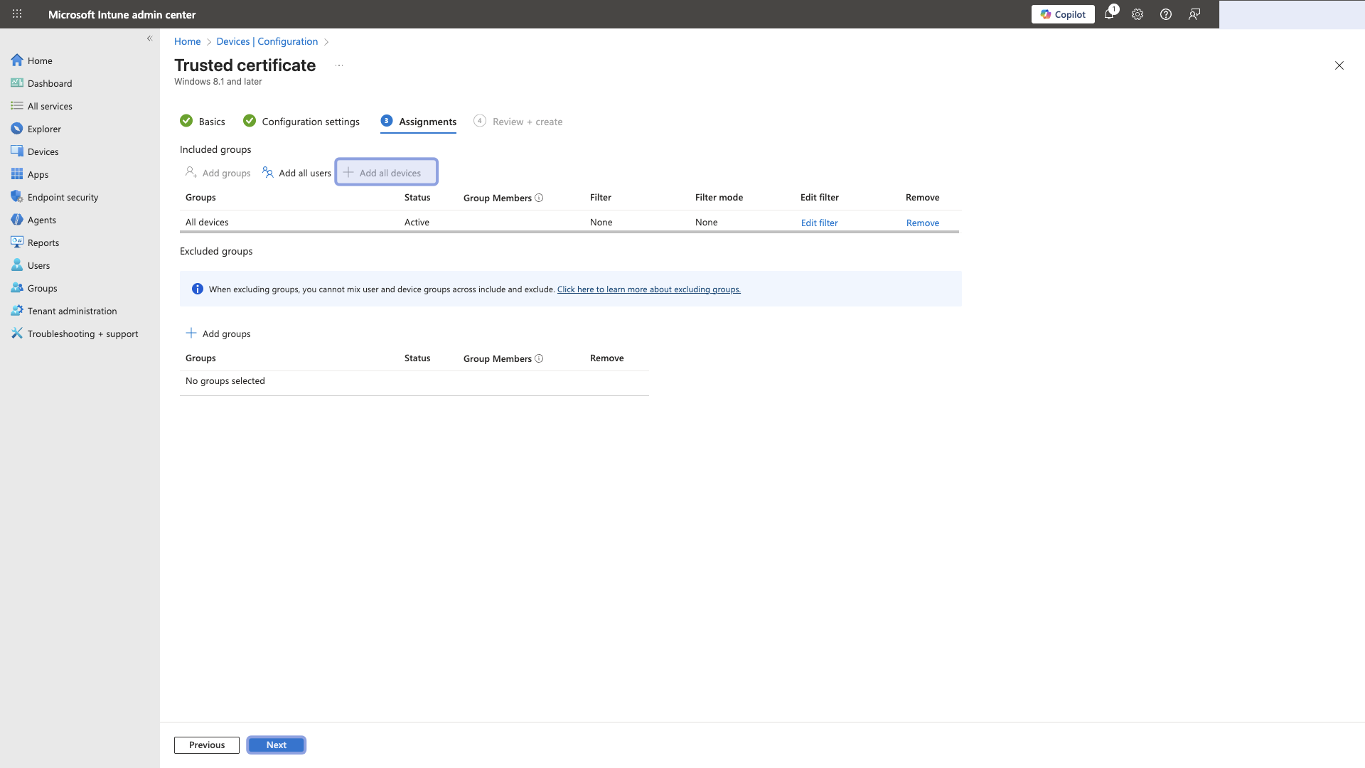 Microsoft Intune - device policy profile - assign to devices.png