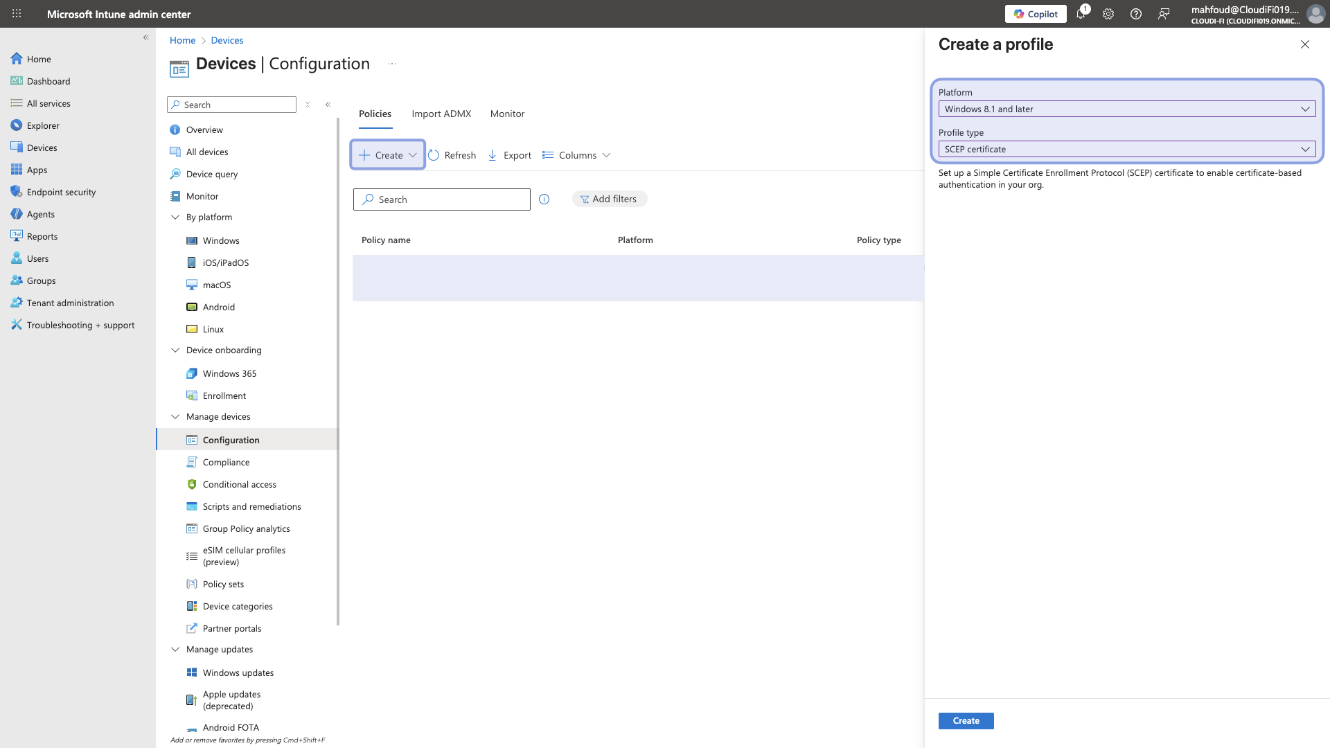 Microsoft Intune - device policy profile for scep.png