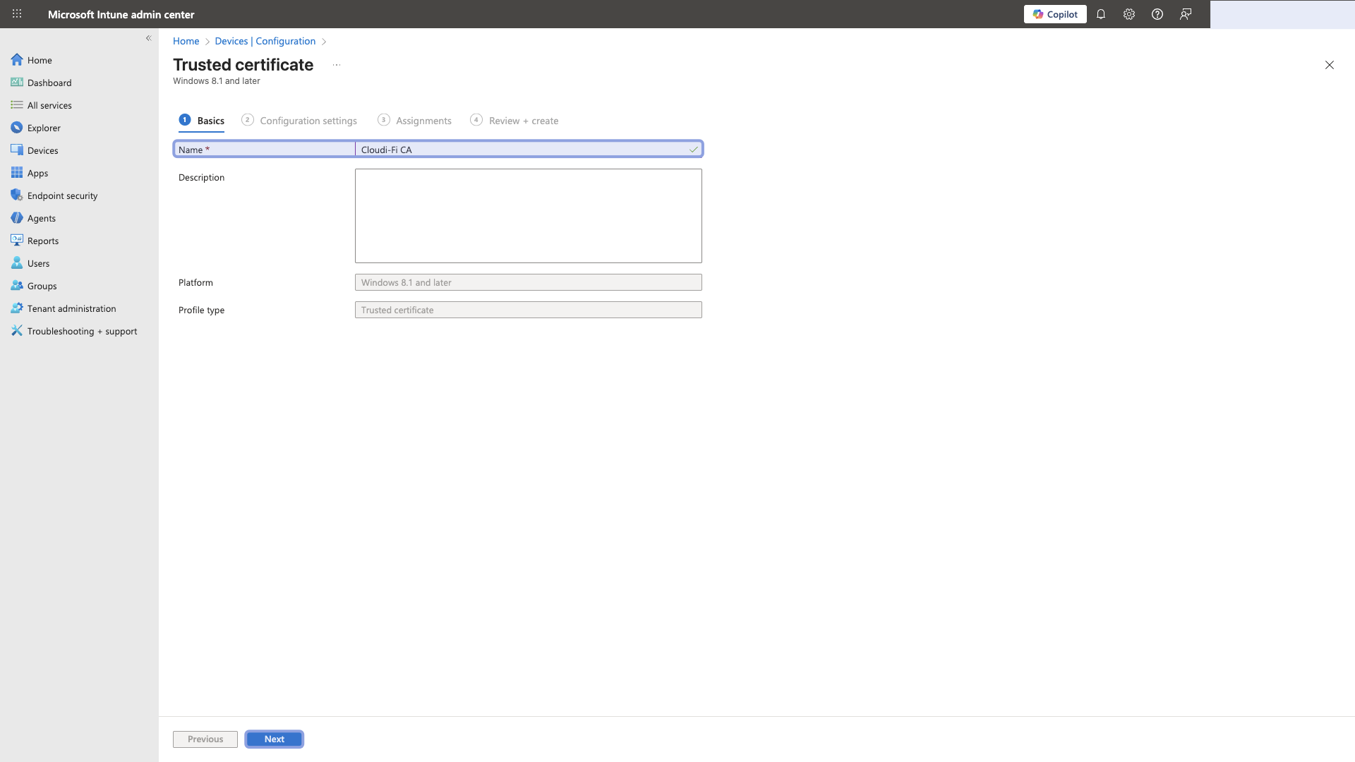 Microsoft Intune - device policy profile - trusted certificate.png