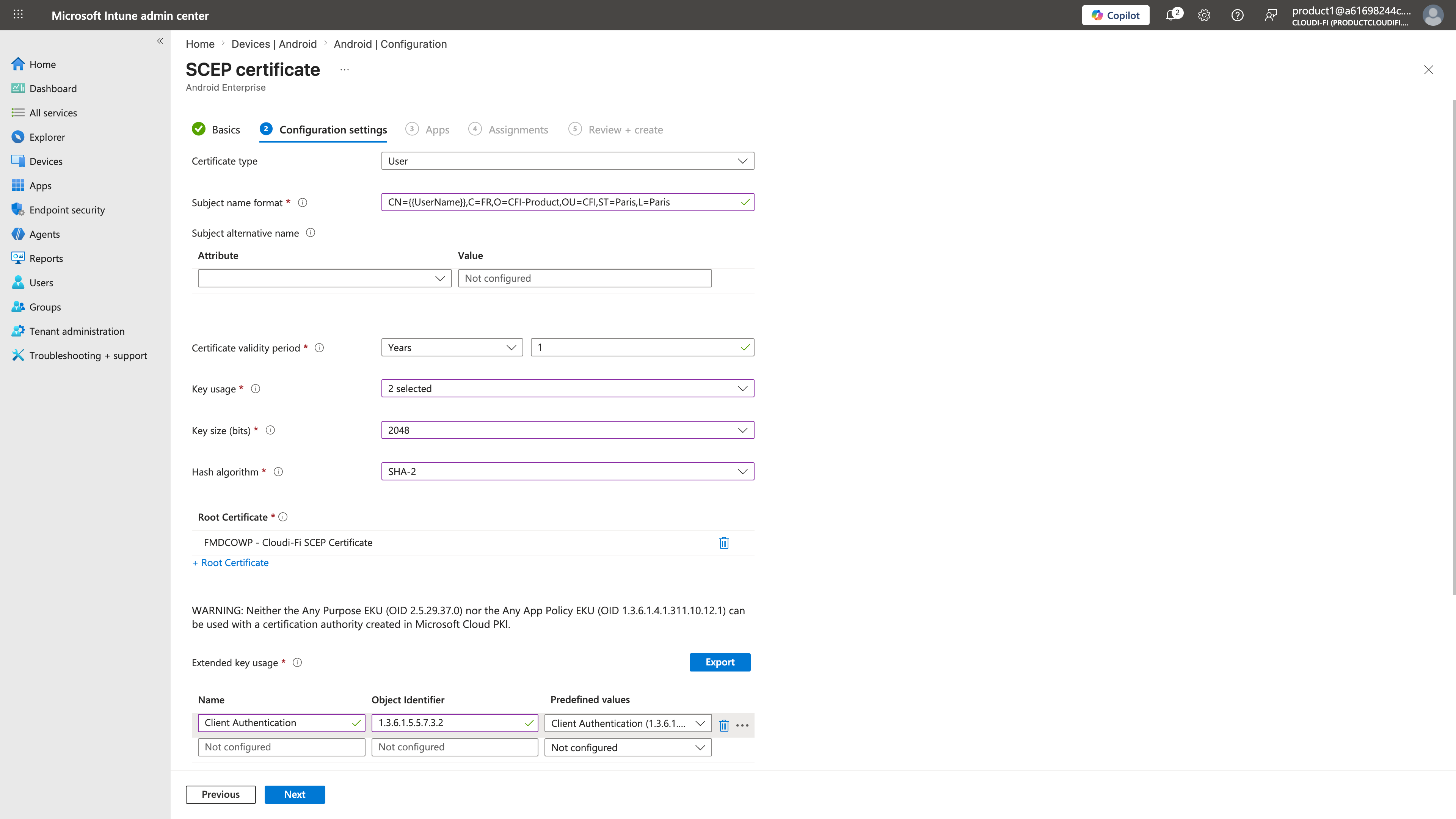Intune - Configure SCEP profile for Cloudi-Fi PKI settings.png