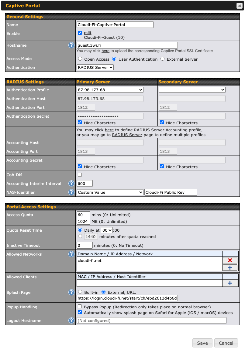 Peplink UI - Captive Portal Configuration