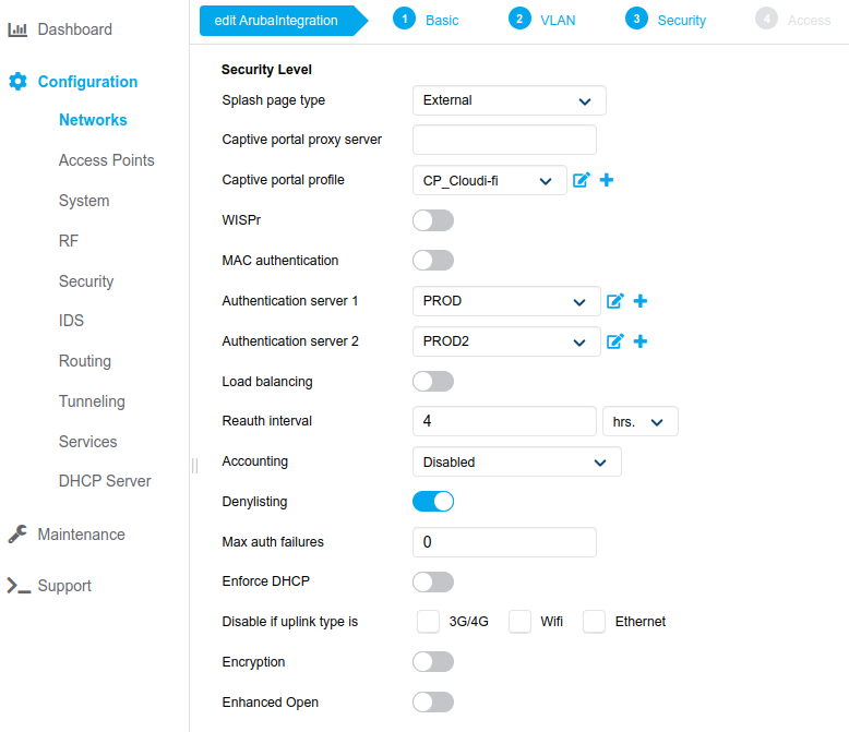 Aruba IAP - Set captive portal profile with Radius authentication