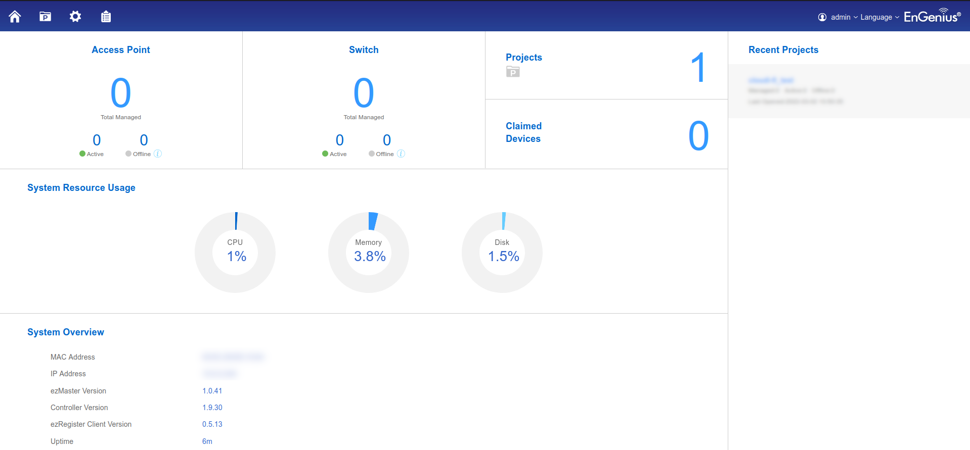 EnGenius home interface
