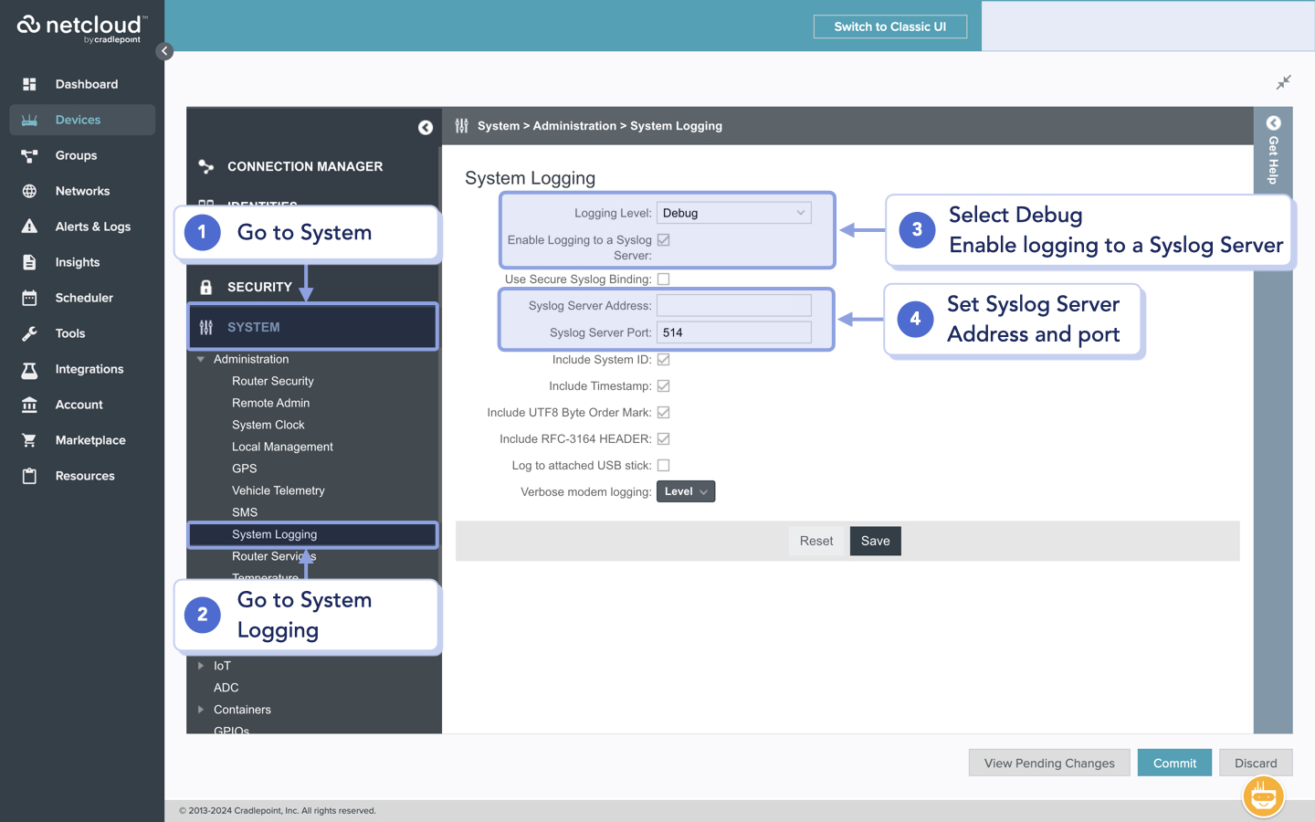 Cradlepoint - Configure and forward Syslog to Cloudi-Fi