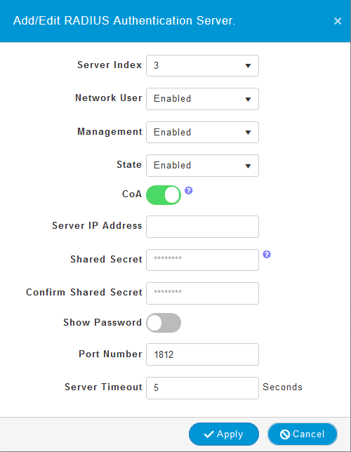 Cisco Mobility Express integration_add IP adress Radius.png