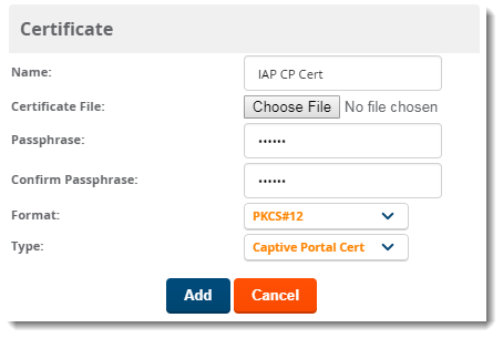 Aruba Airwave - Add HTTPS certificate for captive portal