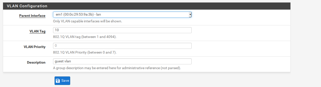 PfSense - Configure VLAN for captive portal