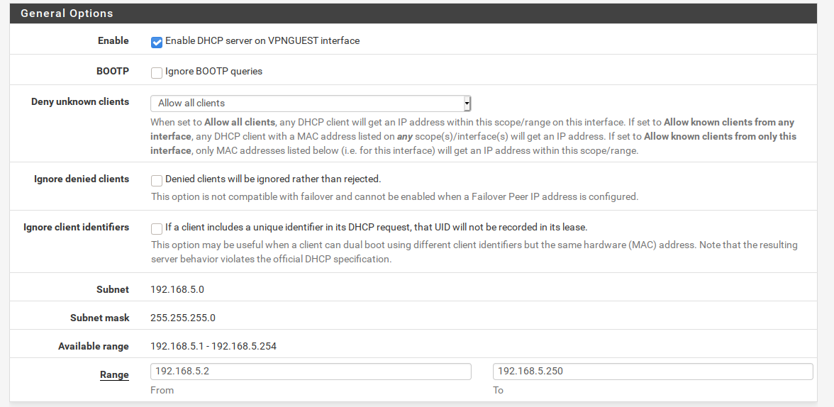 PfSense - Configure DHCP for Cloudi-Fi captive portal