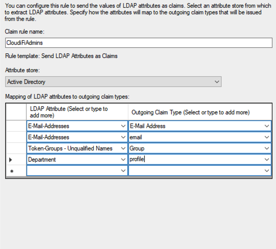 Edit claim rules - add rules