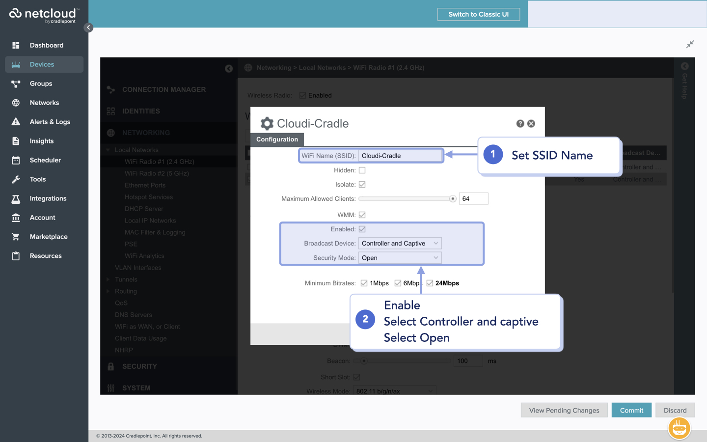 Cradlepoint - Set security mode to Open