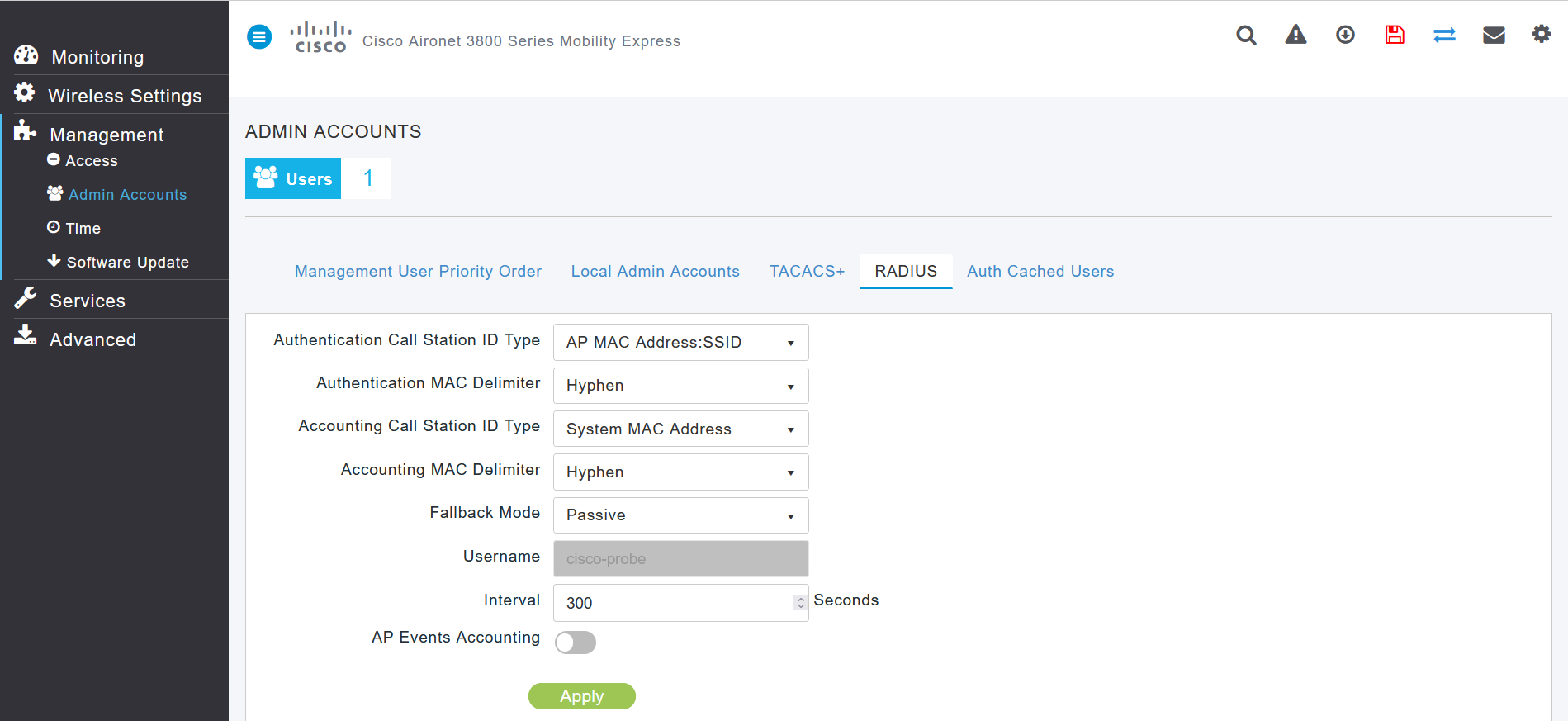 Cisco Mobility Express integration_Configure Cloudi-Fi RADIUS server