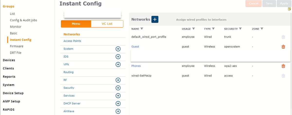 Aruba Airwave - Instant Config add SSID