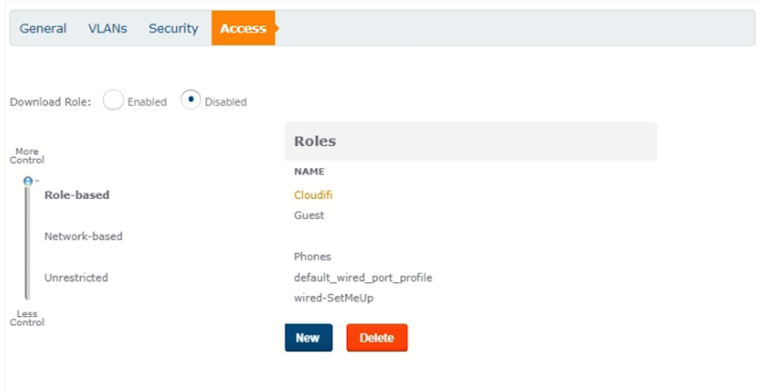 Aruba Airwave - Role-based for captive portal