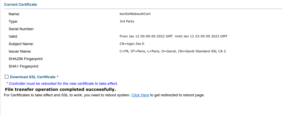 Add a certificate on a Cisco Wireless Controller (Cisco WLC)_Check current certificate