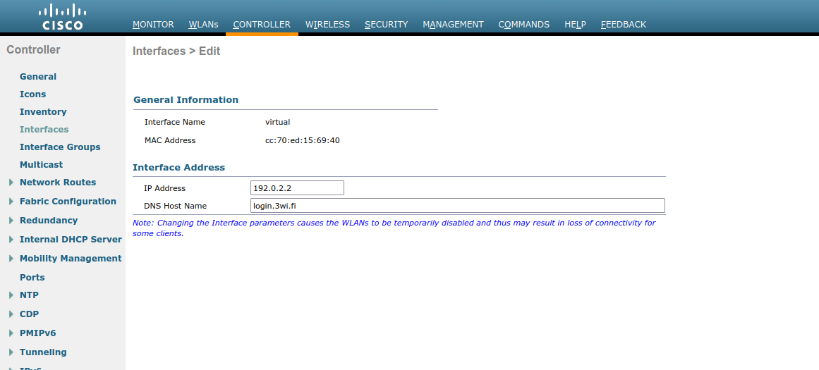 Add a certificate on a Cisco Wireless Controller (Cisco WLC)_change the IP address 