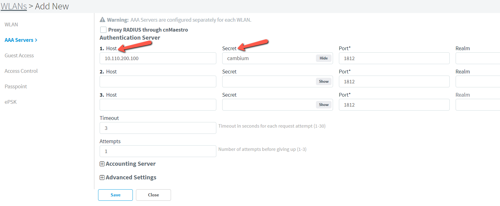 Cambium - Create Cloudi-Fi Radius Server