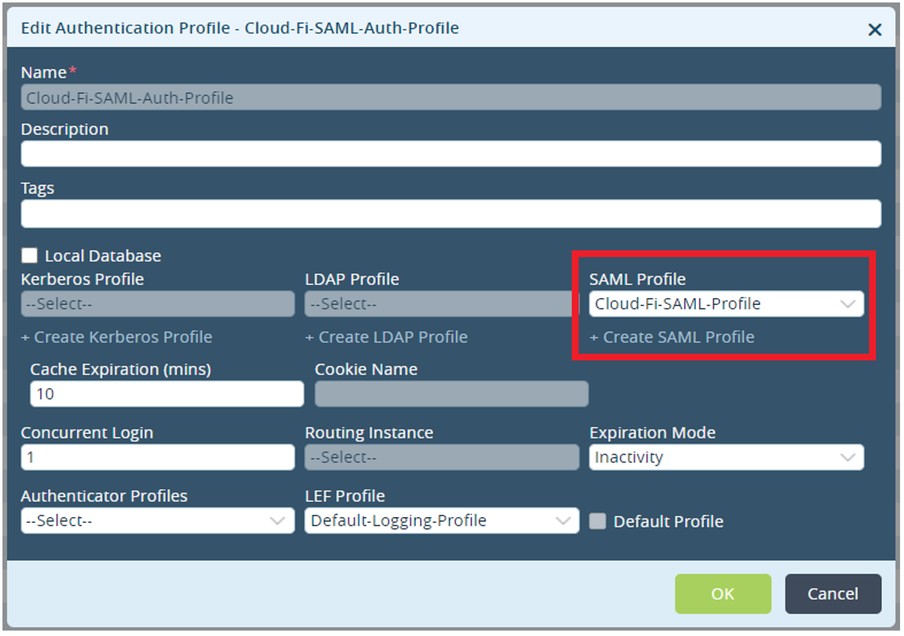 SAML Authentication Profile Configuration in Versa Director for Cloudi-Fi captive portal