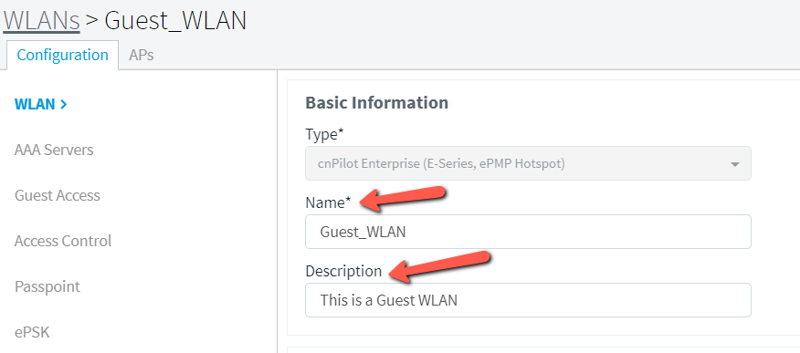 Cambium - Create WLAN for Cloudi-Fi captive portal
