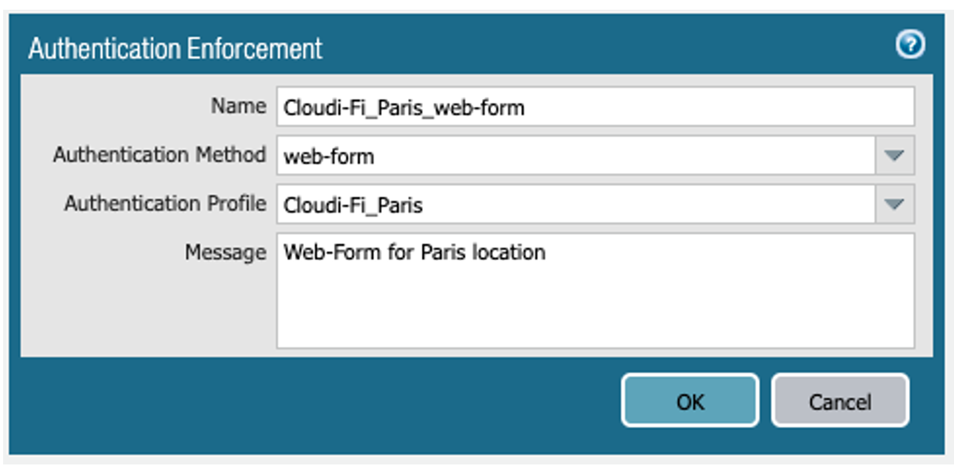 Palo Alto Strata - web form for the Authentication policy