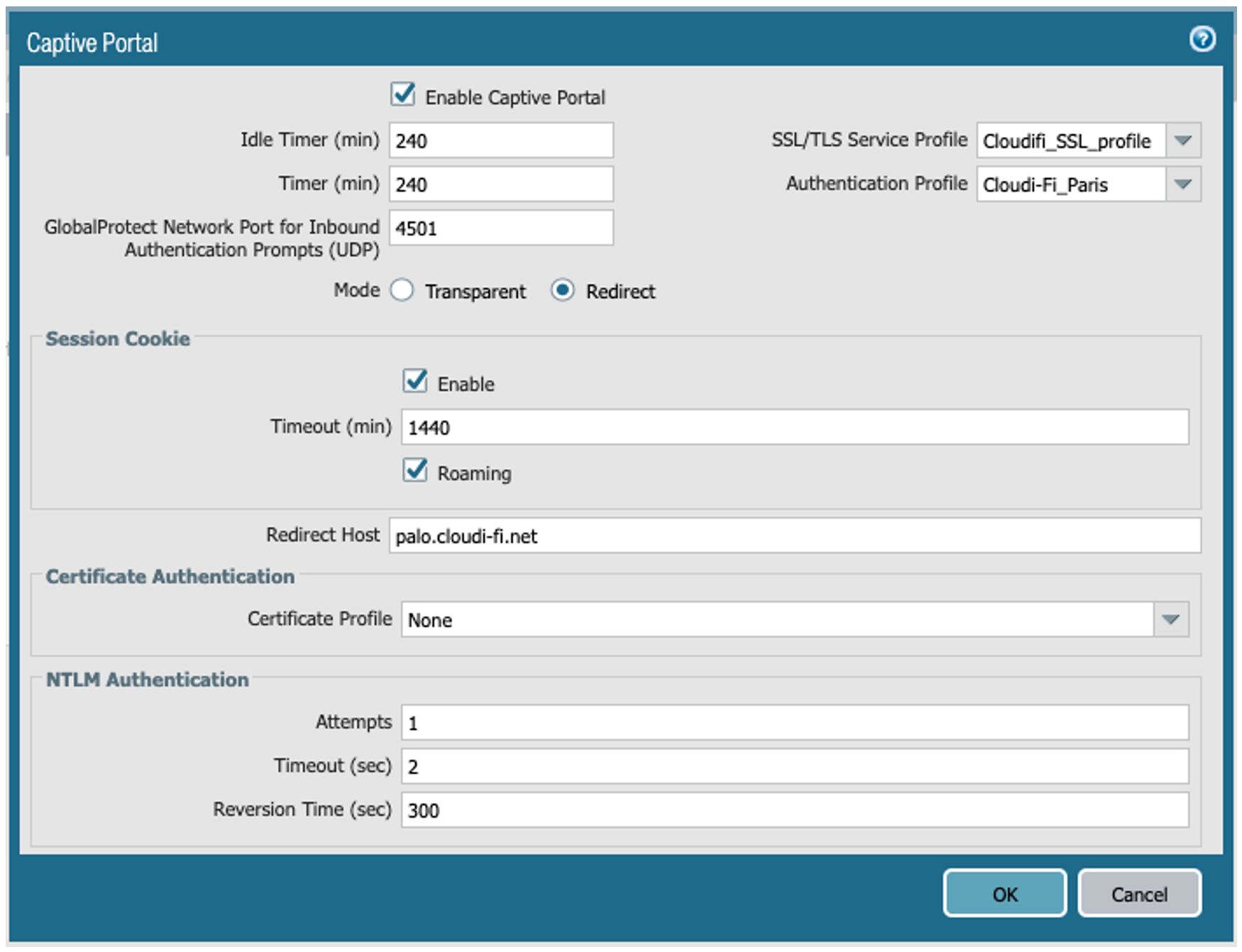 Palo Alto Strata - Configure Captive portal with Cloudi-Fi