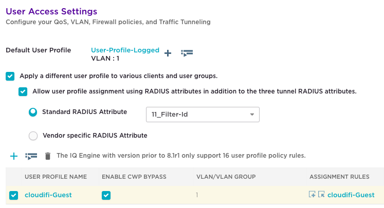 Extreme CloudIQ - Enable radius user profiling for Cloudi-Fi captive portal portal