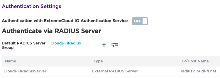 XIQ - add Cloudi-Fi radius servers