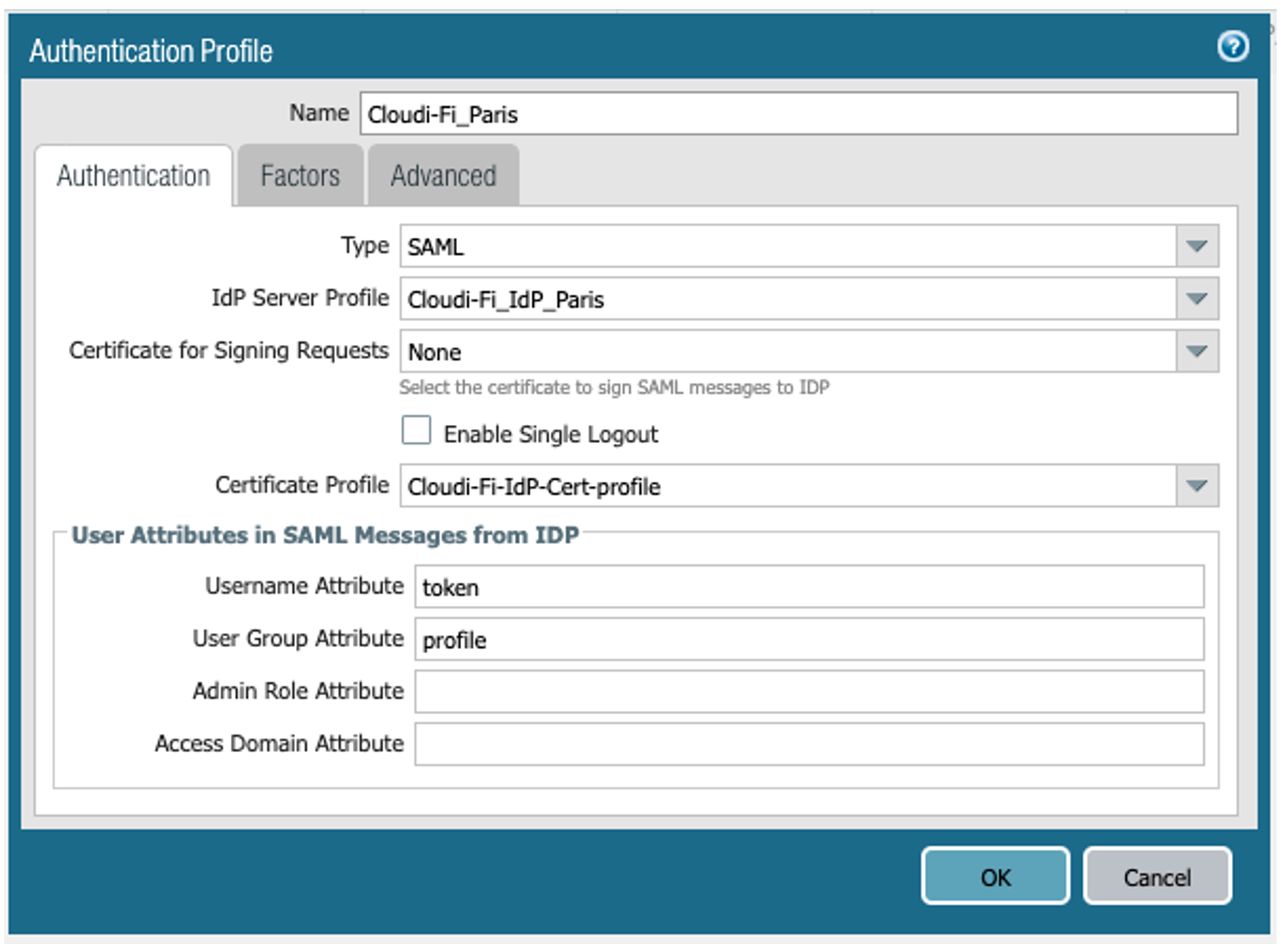 Palo Alto Strata - Configure SAML Authentication Profile