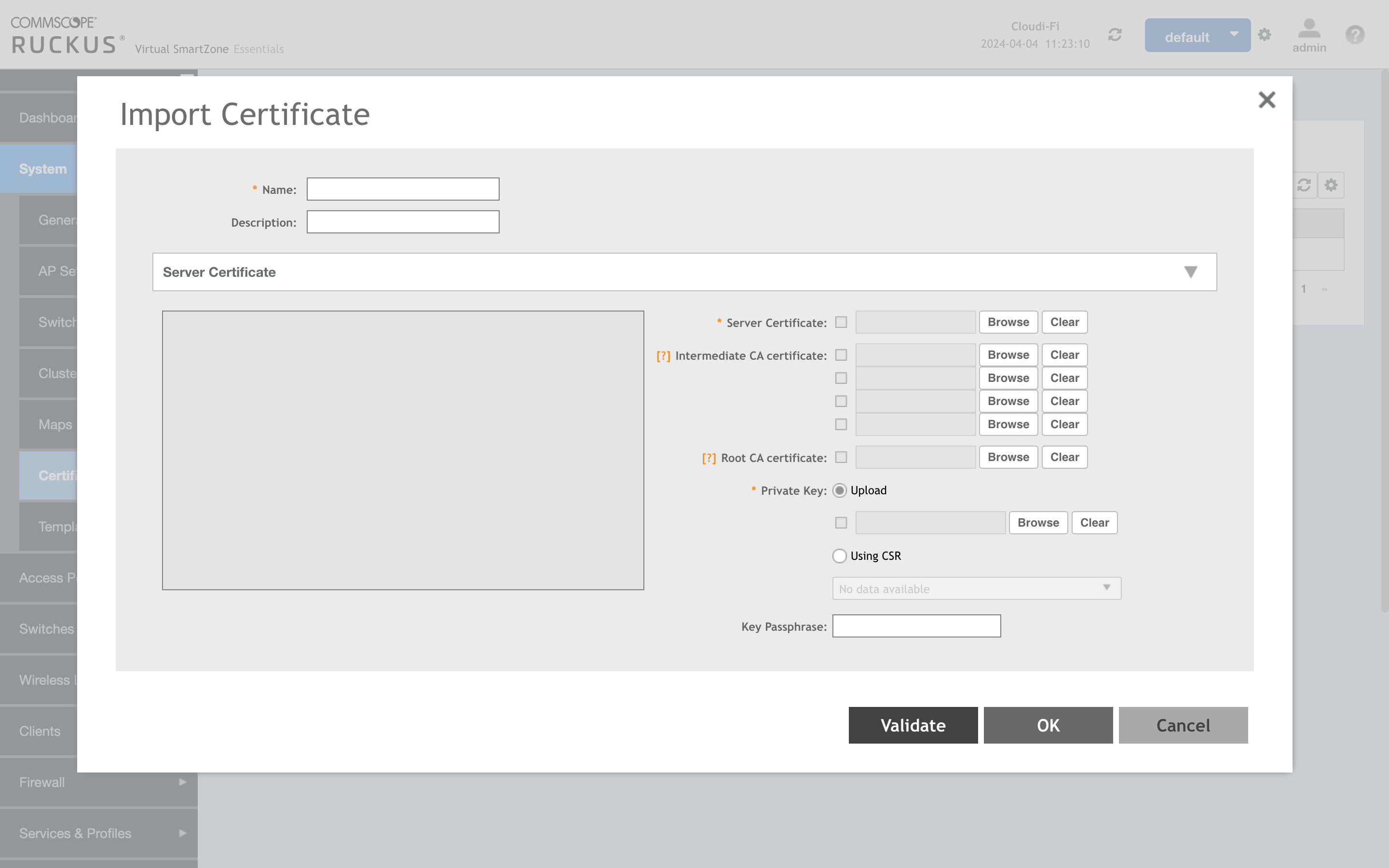Ruckus SmartZone - Import Certificate for captive portal